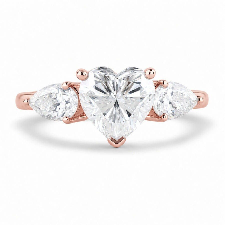2.00 CT Heart Cut Lab-Grown Diamond Three-Stone Engagement Ring in 14K White Gold – Anniversary Promise Design