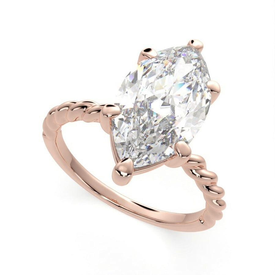 Renata 3 Carat Marquise Cut Solitaire Rope Engagement Ring