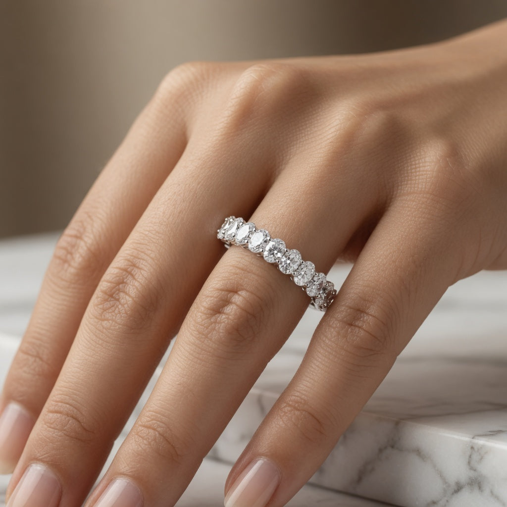 3.41 CT Lab-Grown Diamond Eternity Ring in 14K White Gold (D–F / VS1–VS2)