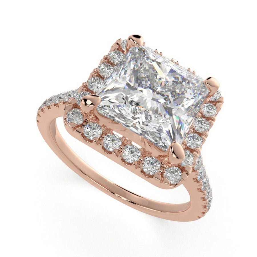 Isadora 1.4 Carat Princess Cut Halo Pave Engagement Ring
