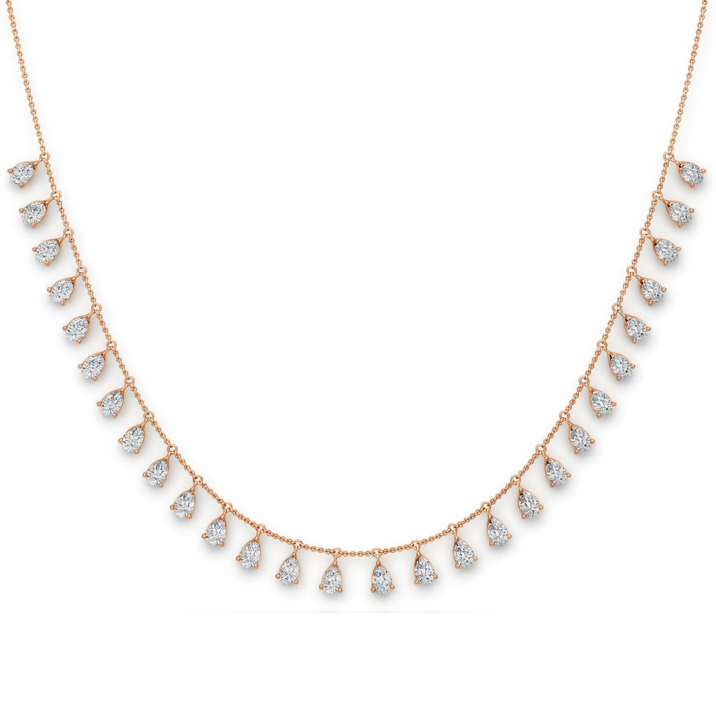 3.8 Ct Pear Cut Diamond Chain Necklace VS1 D-F White Gold 14k