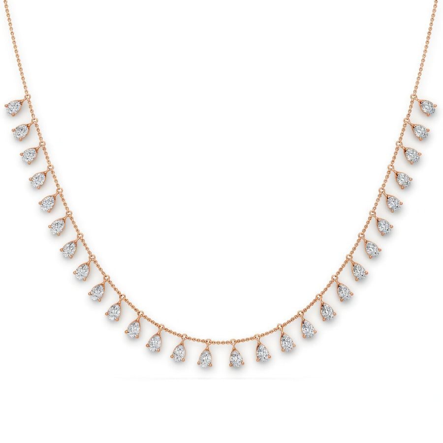3.8 Ct Pear Cut Diamond Chain Necklace VS1 D-F White Gold 14k