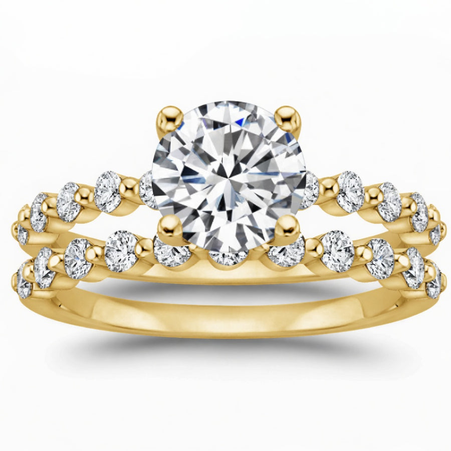 1.85 CT Marseille Round Lab-Grown Diamond 2PCS Bridal Set in 14K White Gold – Floating Shared Prong Wedding Ring Design