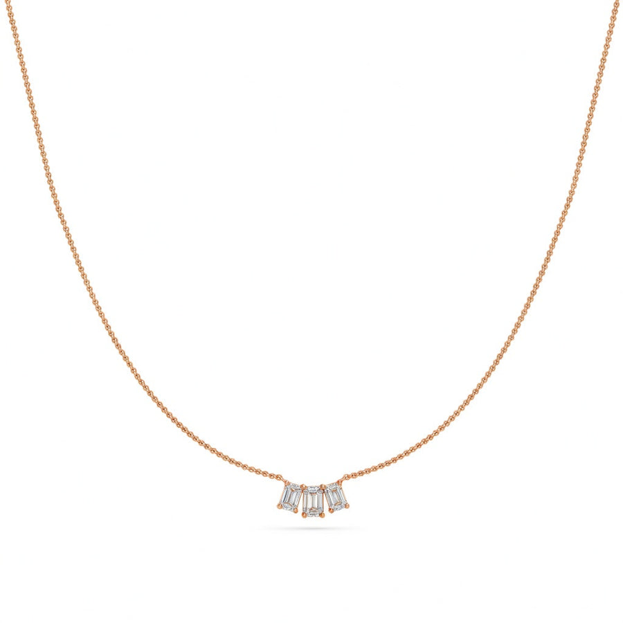 0.5 Ct Emerald Cut Diamond Chain Necklace VS1 D-F White Gold 14k