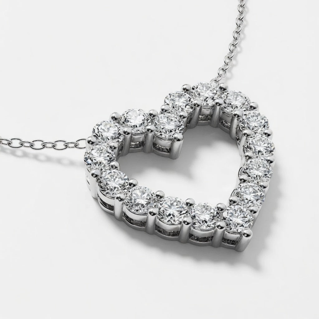 14K White Gold Heart Lab-Grown Diamond Pendant (1.00 CTW – D–F / VS1–VS2)
