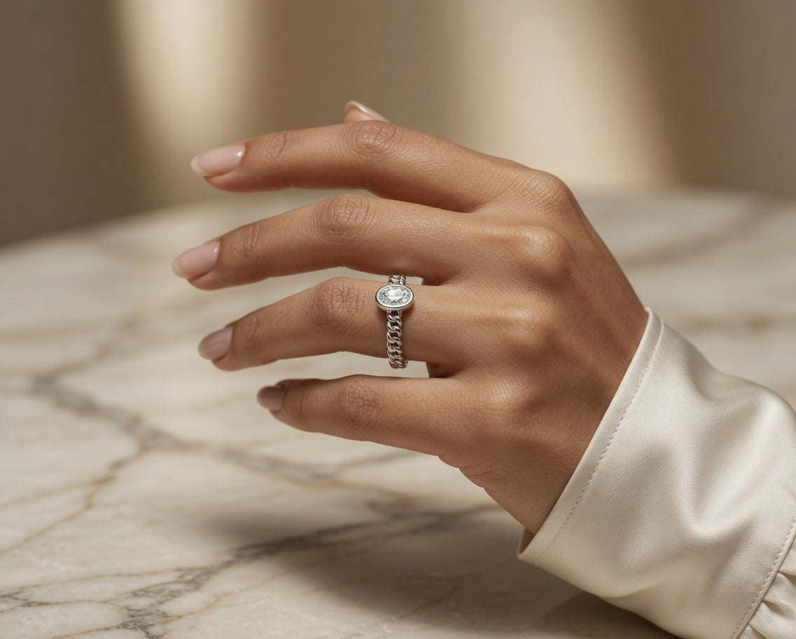 1.00 CT Lab-Grown Diamond Fashion Ring in 14K White Gold (D–F / VS1–VS2)