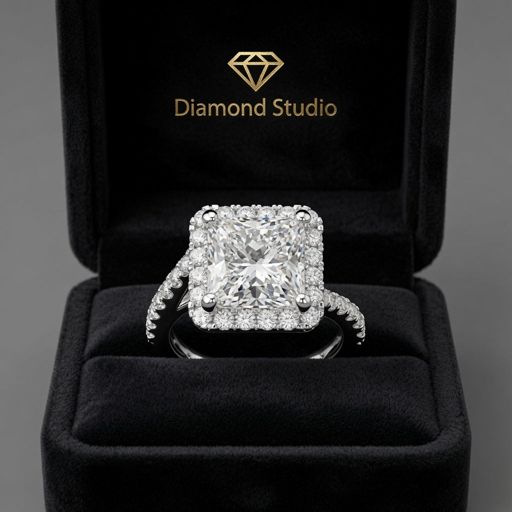 Paloma  Princess Cut Pave Halo Engagement Ring