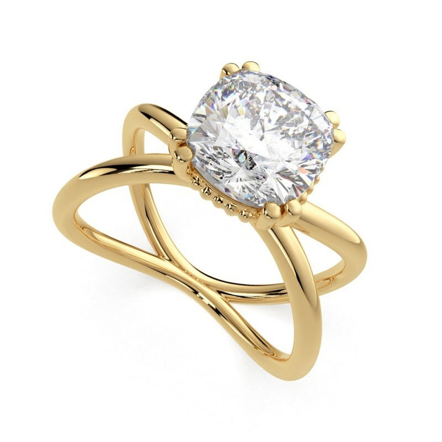 Tatiana 3 Carat Cushion Cut Solitaire Split Shank Engagement Ring