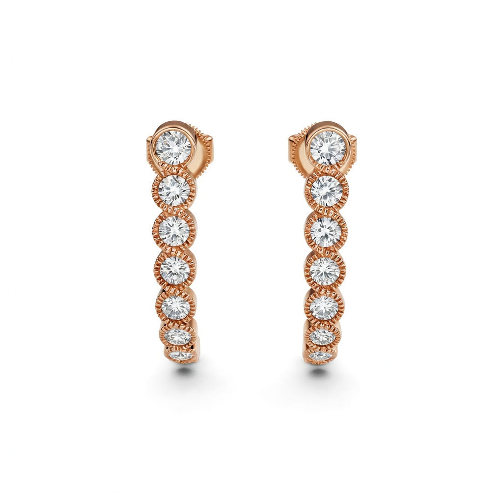 1.28 ct Round Cut Climber Bezel Diamond Earrings VS1 D White Gold 14k