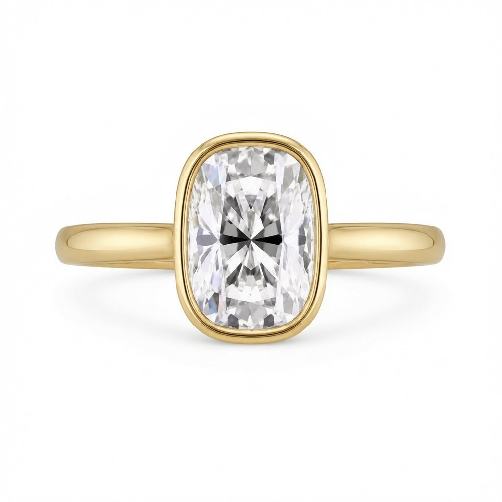 2.50 CT Elongated Cushion Cut Lab-Grown Diamond Hidden Halo Engagement Ring in 14K White Gold – Bridge Accent Cathedral Design