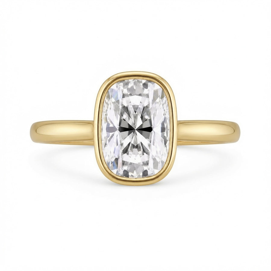 2.50 CT Elongated Cushion Cut Lab-Grown Diamond Hidden Halo Engagement Ring in 14K White Gold – Bridge Accent Cathedral Design