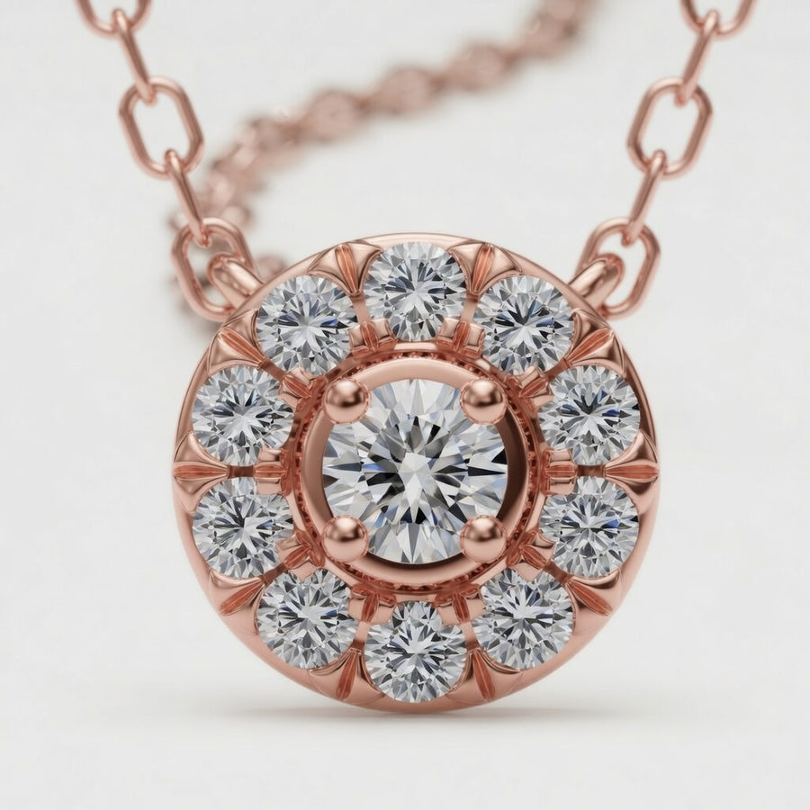 1.00 CTW Round Lab-Grown Diamond Halo Pendant in Sterling Silver (D–F / VS1–VS2, IGI Certified)