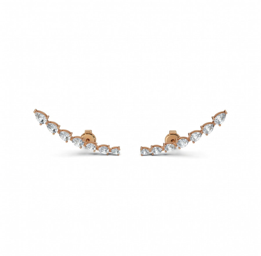 1.79 ct Pear Cut Climber Prong Butterfly Diamond Earrings VS1 D White Gold 14k