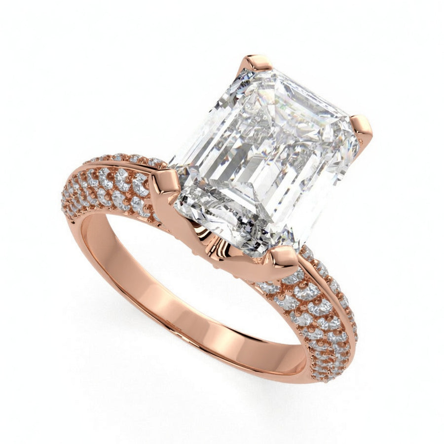Daria 2.75 Carat Emerald Cut Pave 6 Prong Engagement Ring