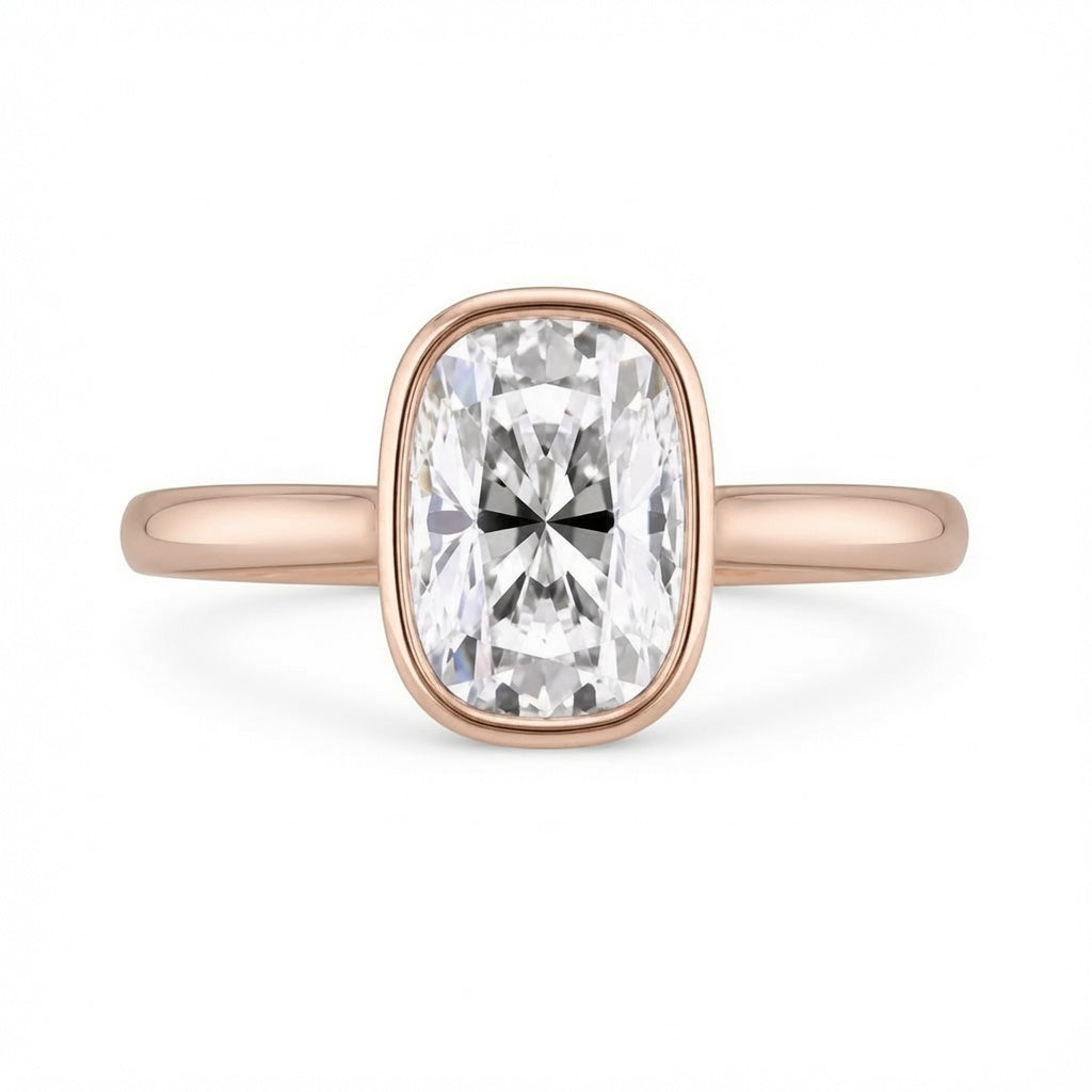 2.50 CT Elongated Cushion Cut Lab-Grown Diamond Hidden Halo Engagement Ring in 14K White Gold – Bridge Accent Cathedral Design