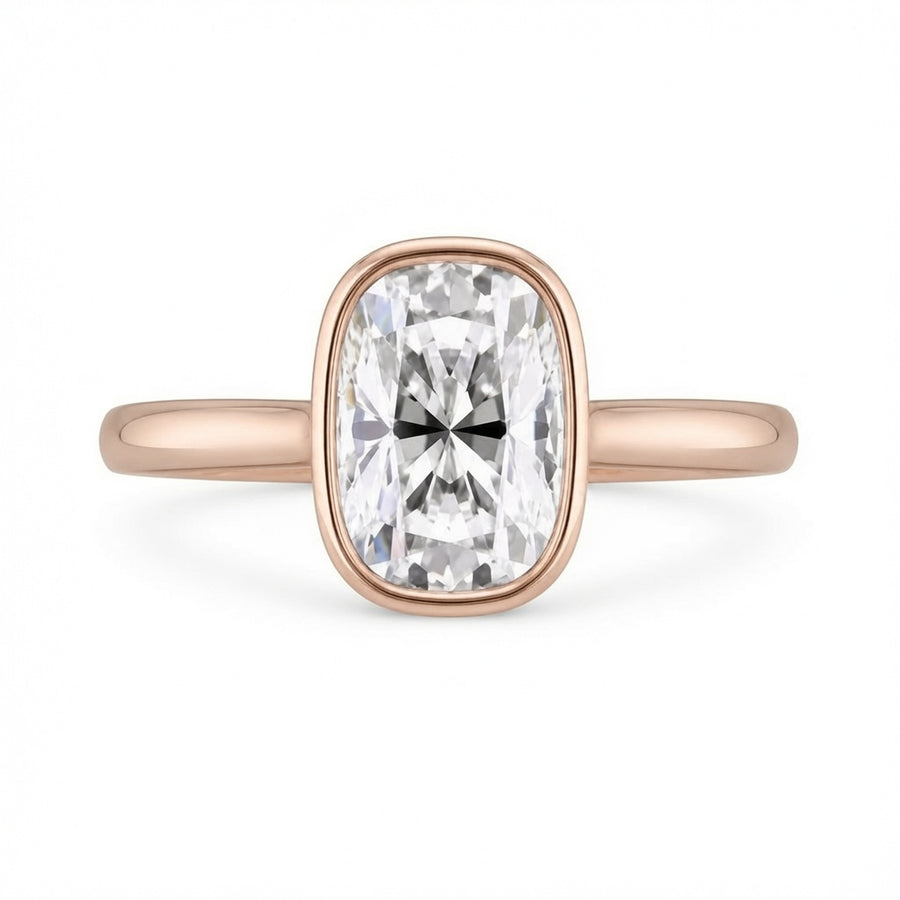 2.50 CT Elongated Cushion Cut Lab-Grown Diamond Hidden Halo Engagement Ring in 14K White Gold – Bridge Accent Cathedral Design