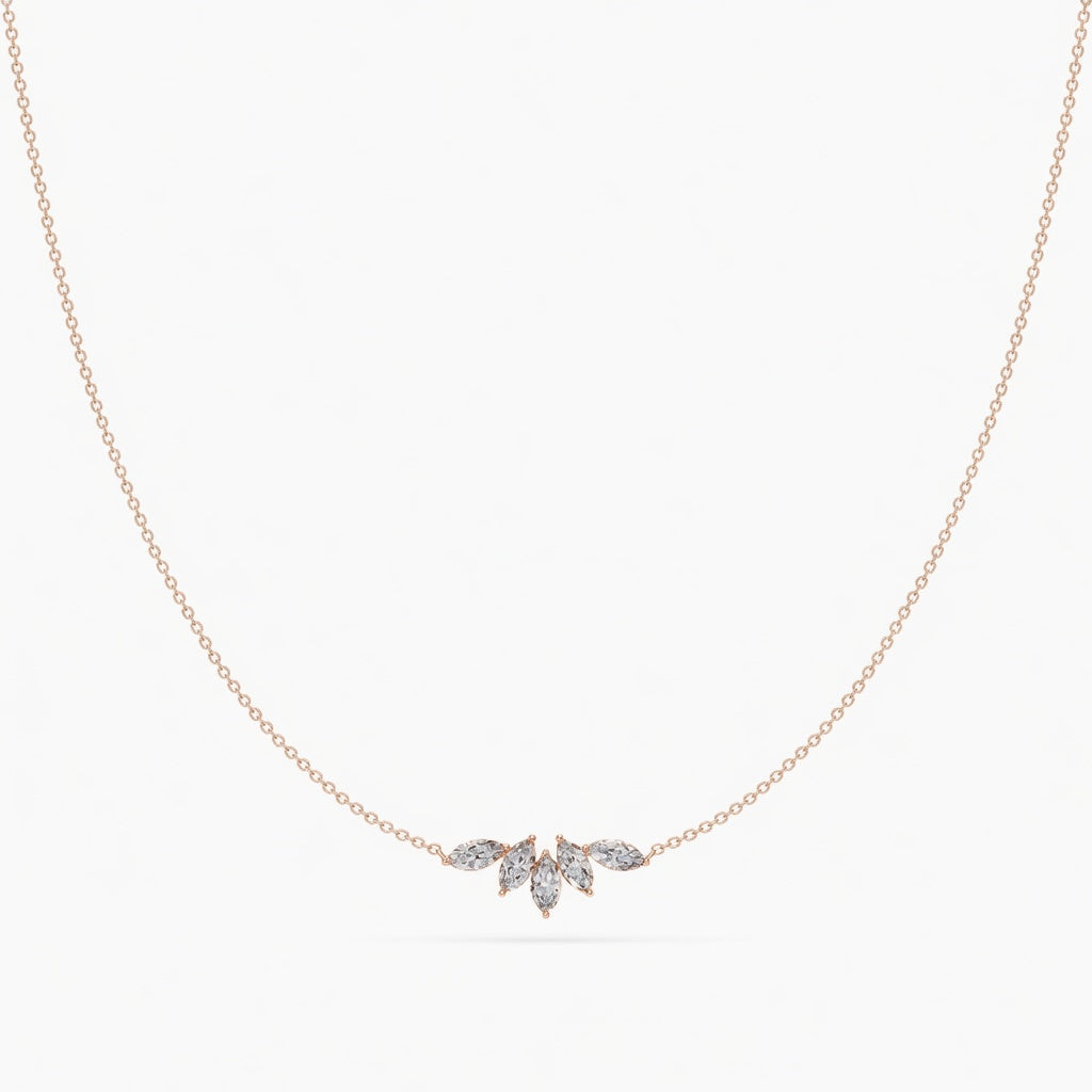 0.5 Ct Marquise Cut Diamond Chain Necklace VS1 D-F White Gold 14k