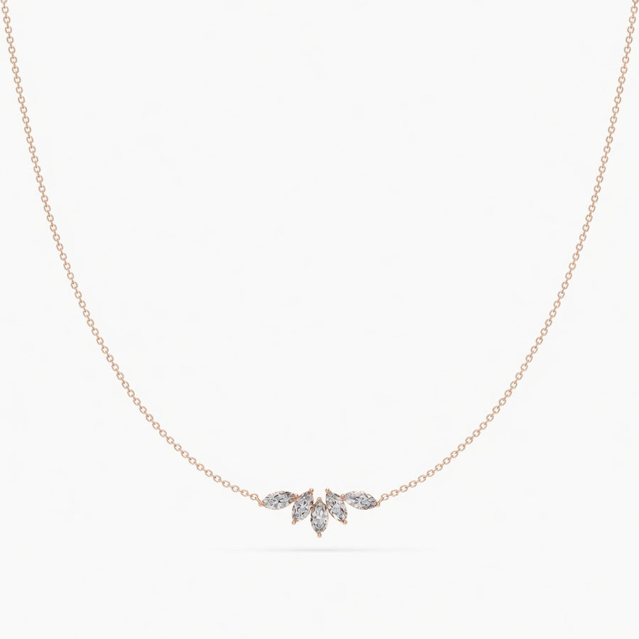 0.5 Ct Marquise Cut Diamond Chain Necklace VS1 D-F White Gold 14k