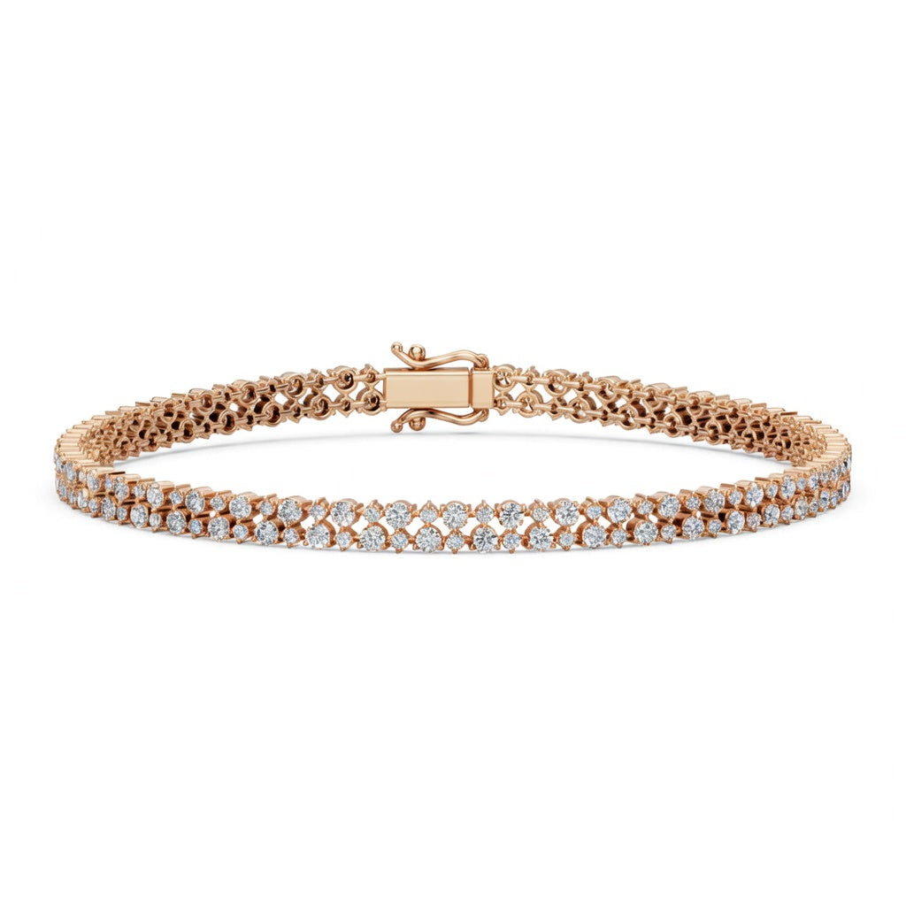 3.7 Carat Round Cut Diamond Tennis Bracelet VS1 D F White Gold 14k