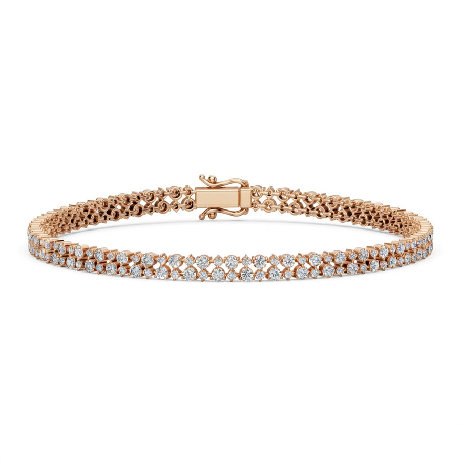 3.7 Carat Round Cut Diamond Tennis Bracelet VS1 D F White Gold 14k