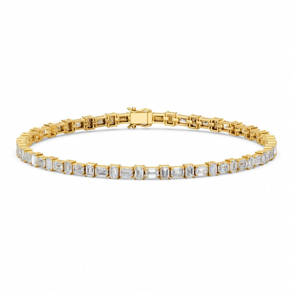 6.2 Carat Emerald Cut Diamond Tennis Bracelet VS1 D F White Gold 14k