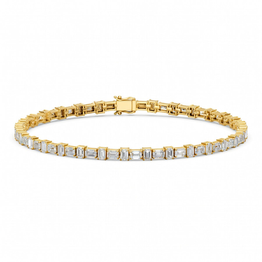 6.2 Carat Emerald Cut Diamond Tennis Bracelet VS1 D F White Gold 14k