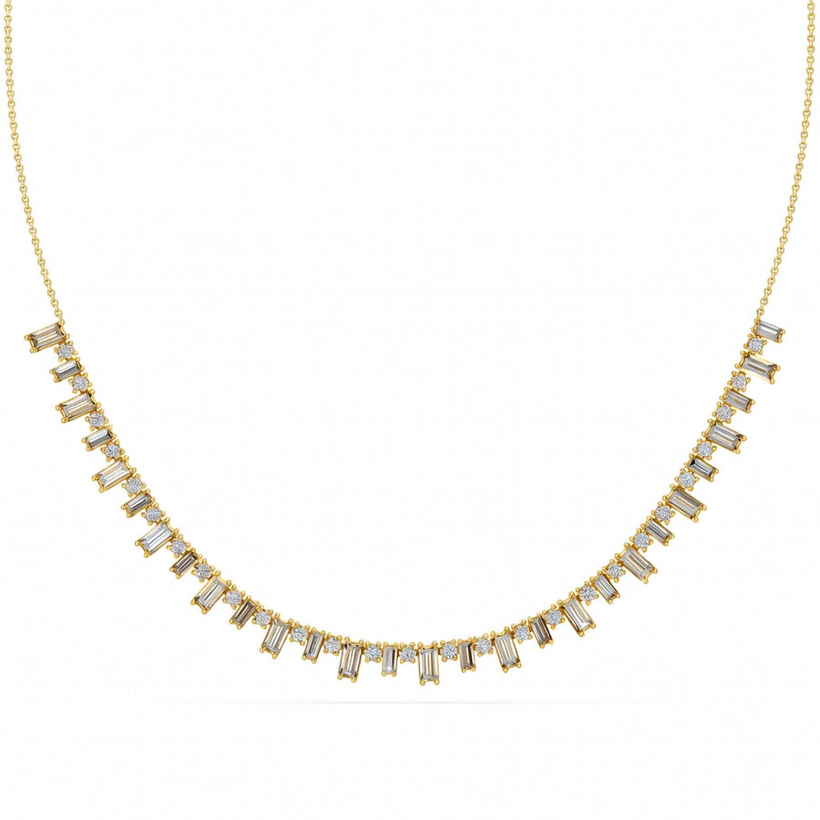 3.2 Ct Baguette Round Cut Diamond Chain Necklace VS1 D-F White Gold 14k