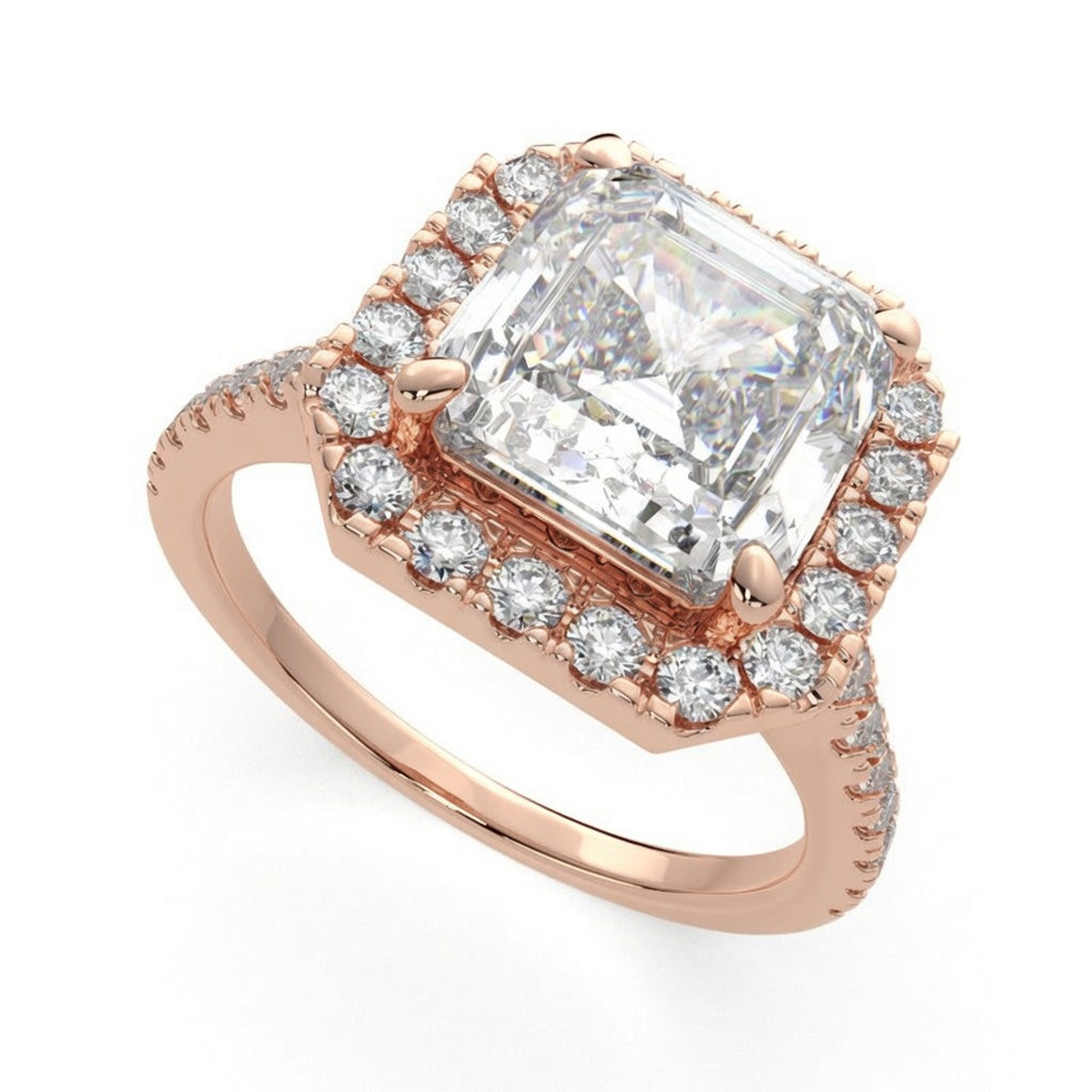 Isadora 3.4 Carat Emerald Cut Halo Pave Engagement Ring