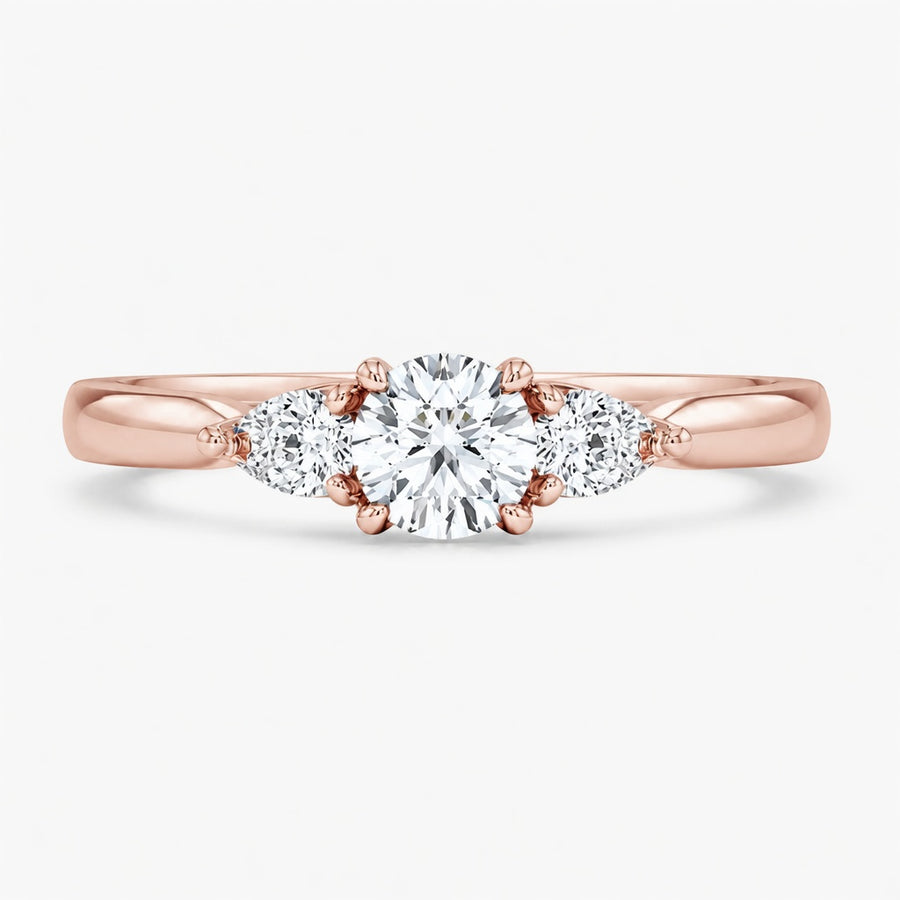 1.80 CT Round Cut Lab-Grown Diamond Three-Stone Engagement Ring in 14K White Gold – Classic Trilogy Design