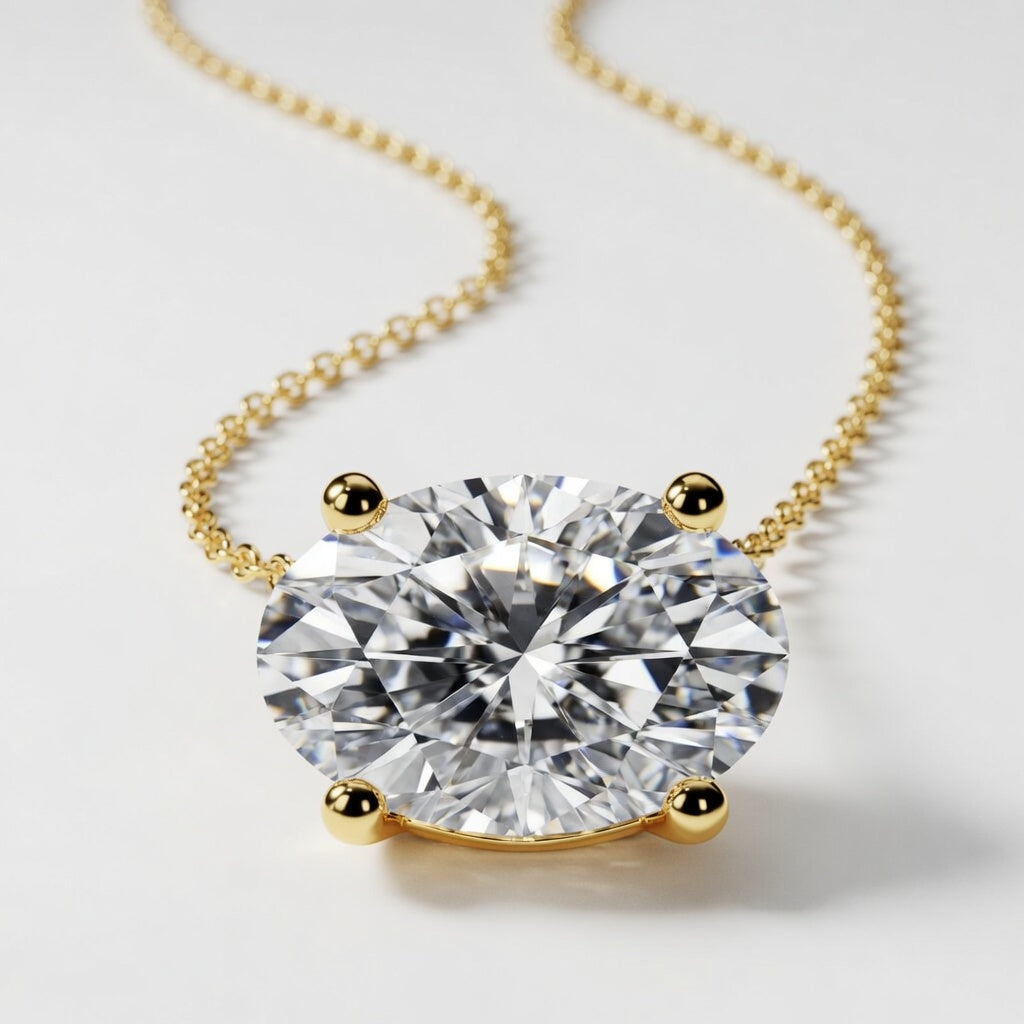 3.00 Carat Oval Cut Lab-Grown Diamond Solitaire Pendant VS1 D-F 14K White Gold with Adjustable Chain