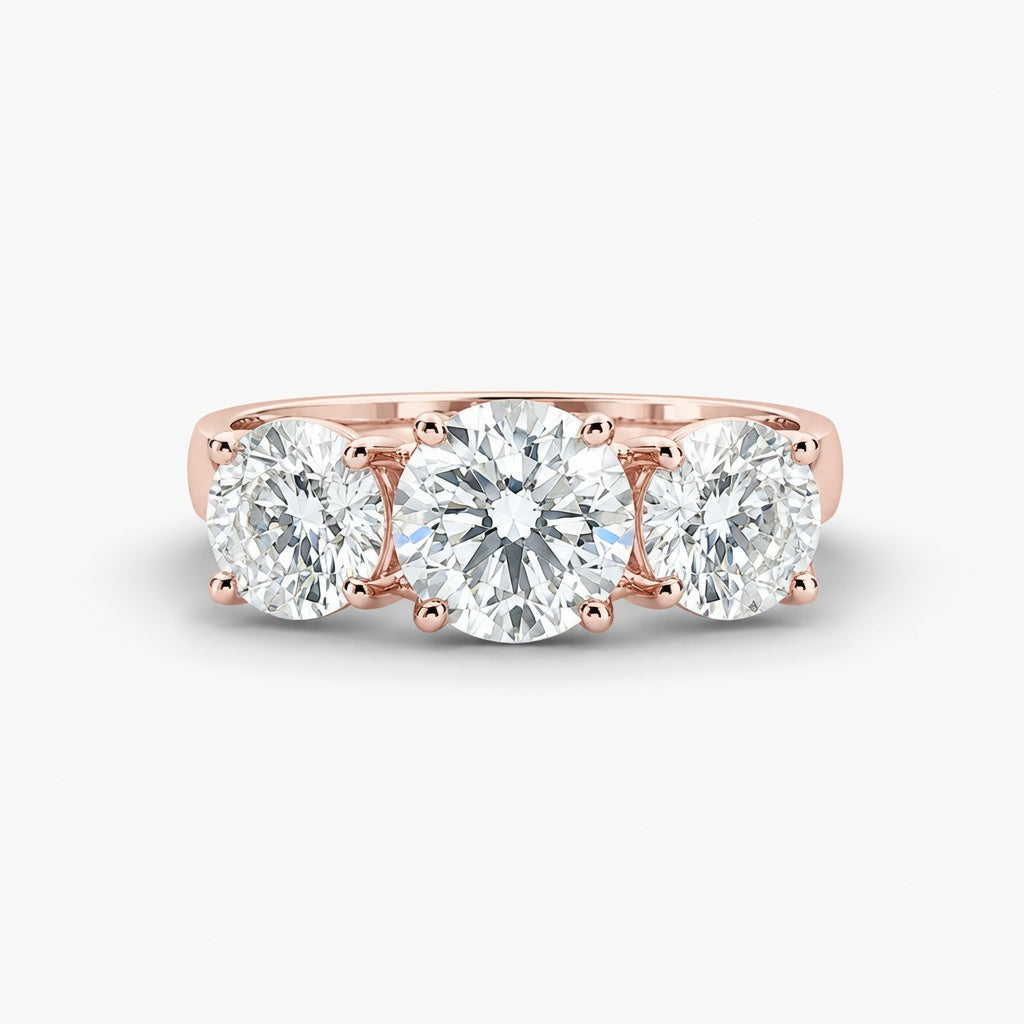 2.50 CT Lab-Grown Diamond Three-Stone Engagement Ring in 14K White Gold – Classic Trilogy Design