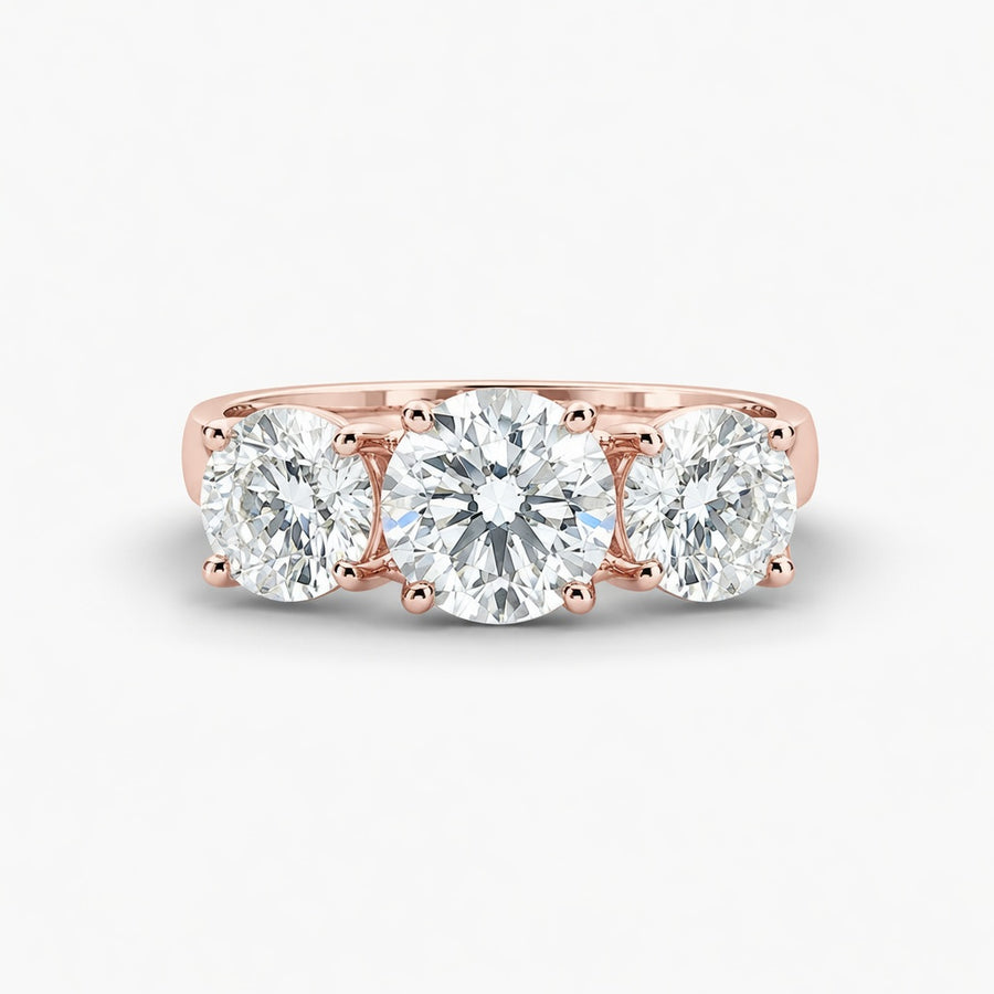 2.50 CT Lab-Grown Diamond Three-Stone Engagement Ring in 14K White Gold – Classic Trilogy Design