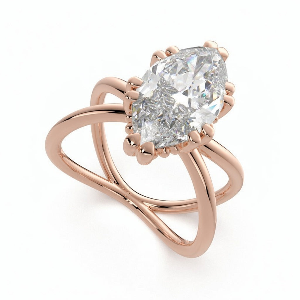 Tatiana 3 Carat Marquise Cut Solitaire Split Shank Engagement Ring
