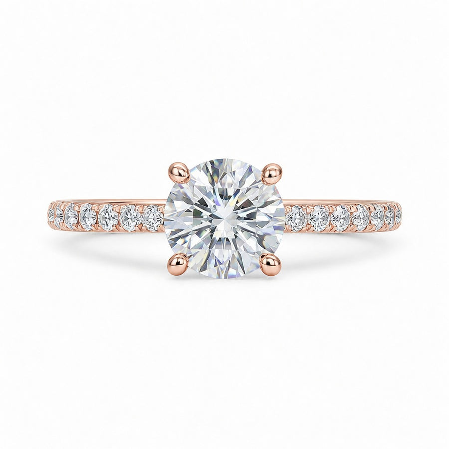 2.00 CT Round Brilliant Lab-Grown Diamond Hidden Halo Engagement Ring in 14K White Gold – Pavé Set Wedding Design