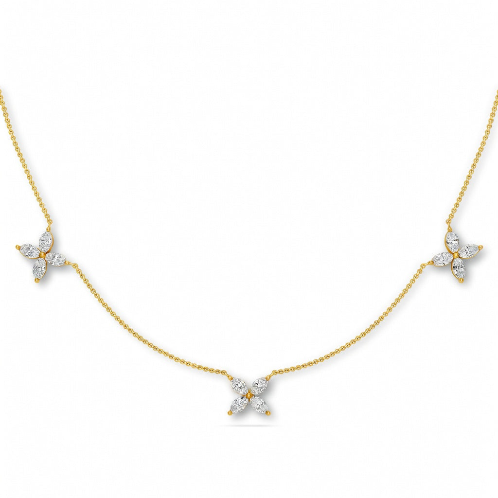 0.9 Ct Marquise Cut Diamond Chain Necklace VS1 D-F White Gold 14k
