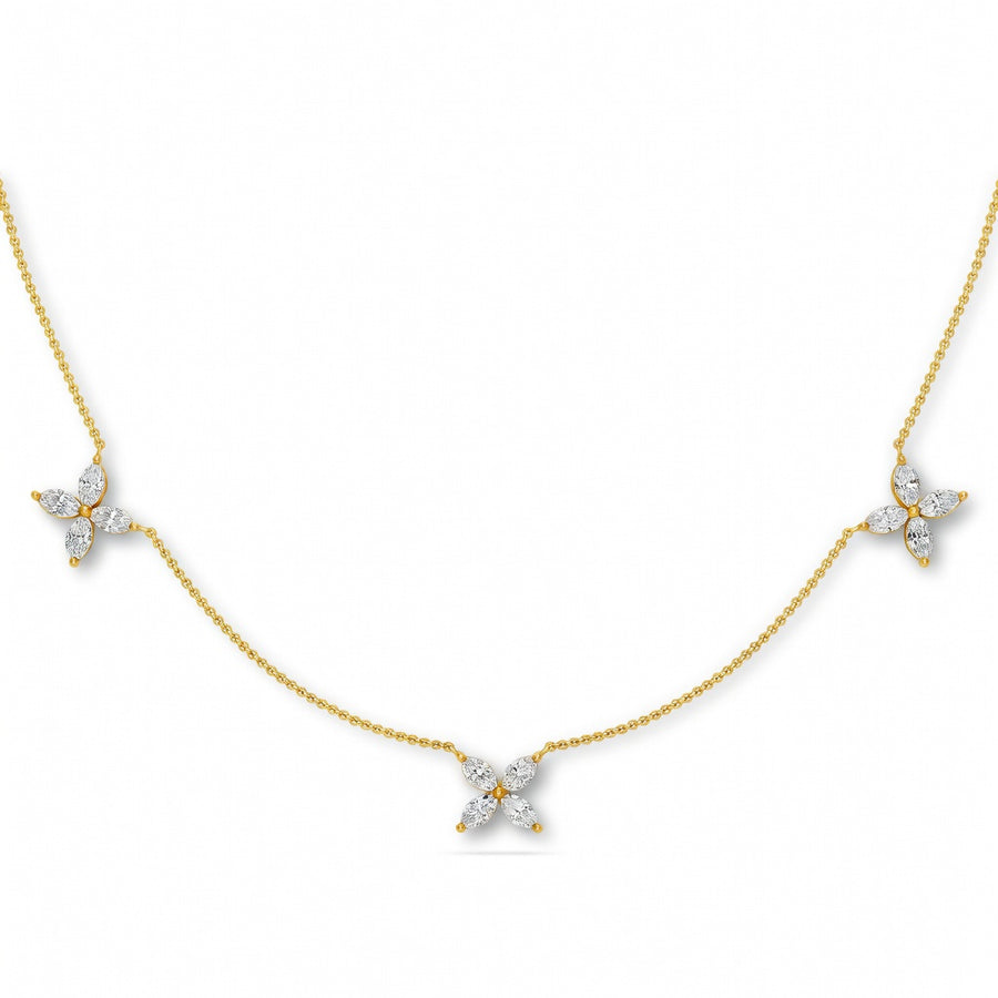 0.85 Ct Marquise Cut Diamond Chain Necklace VS1 D-F White Gold 14k