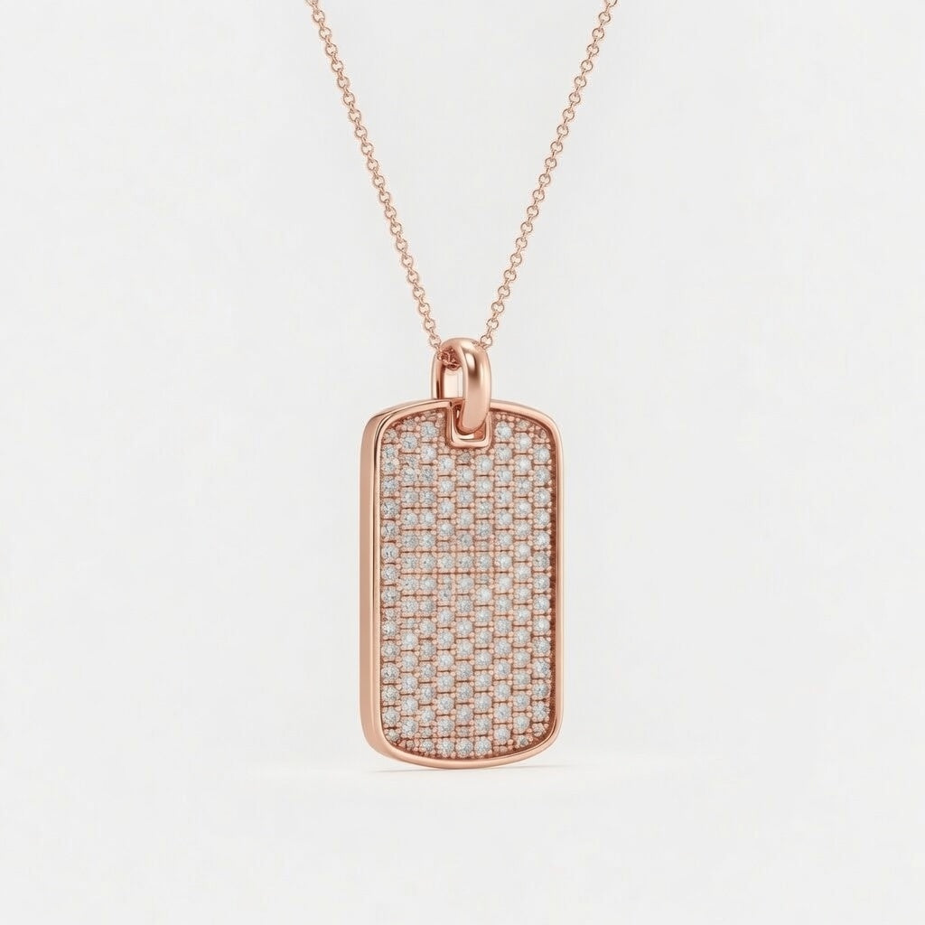 14K White Gold Dog Tag Lab-Grown Diamond Pendant (1.50 CTW – D–F / VS1–VS2)