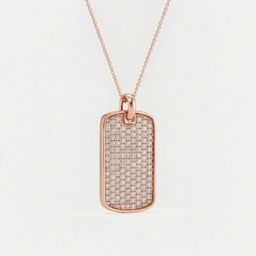 14K White Gold Dog Tag Lab-Grown Diamond Pendant (1.50 CTW – D–F / VS1–VS2)