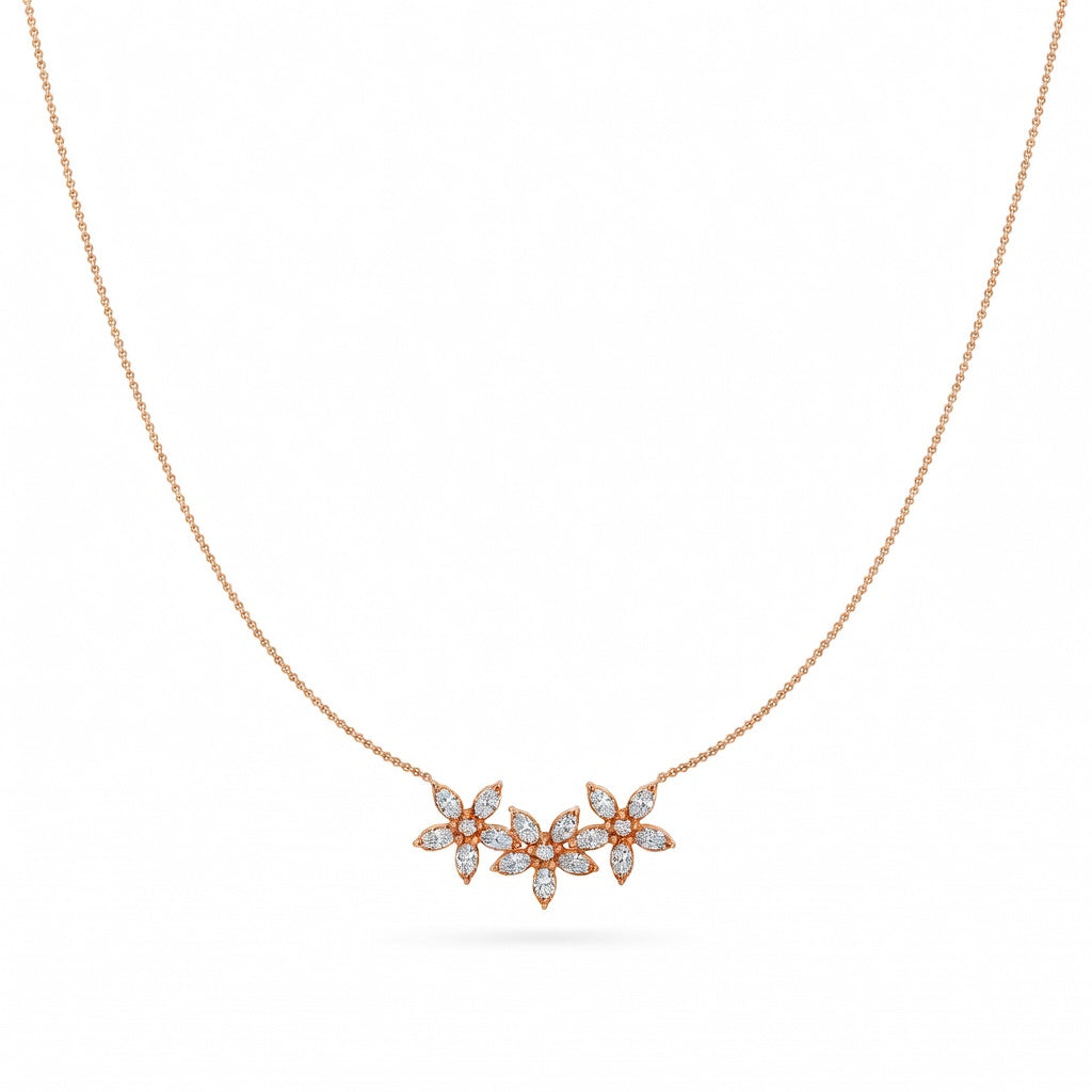 1.4 Ct Round Marquise Cut Diamond Pendant Necklace VS1 D-F White Gold 14k