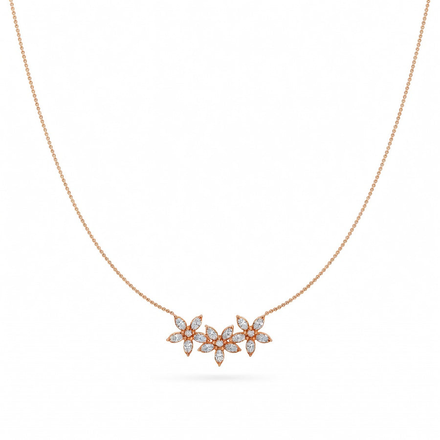1.4 Ct Round Marquise Cut Diamond Pendant Necklace VS1 D-F White Gold 14k