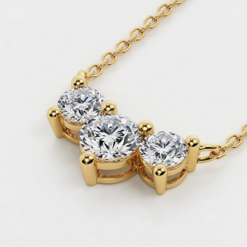 14K White Gold Three-Stone Round Lab-Grown Diamond Pendant (1.00 CTW – D–F / VS1–VS2)