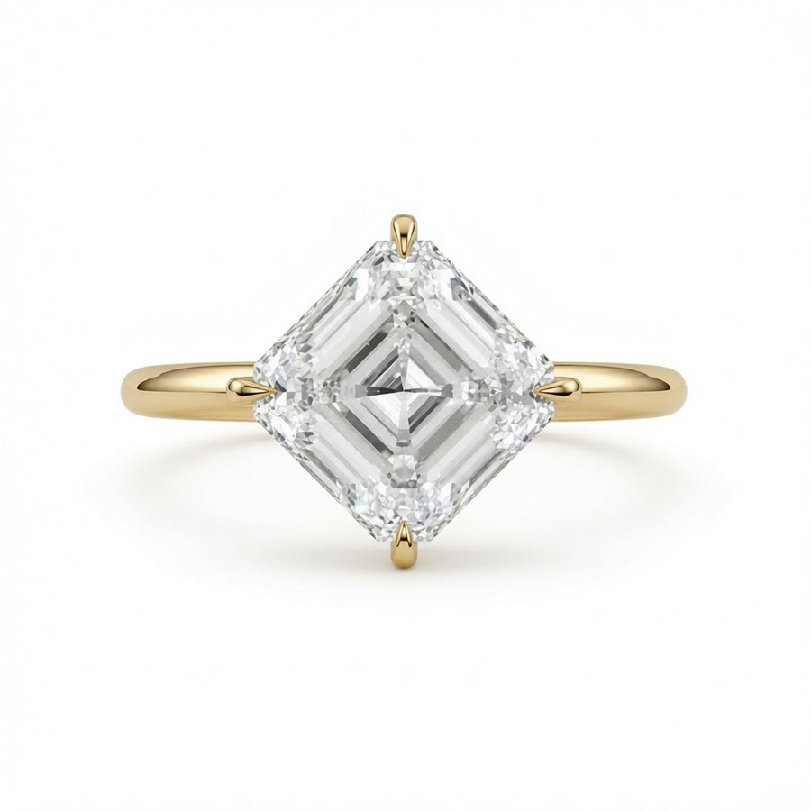 2.00 CT Asscher Cut Lab-Grown Diamond Solitaire Engagement Ring in 14K White Gold – Compass Prong IGI Certified Design