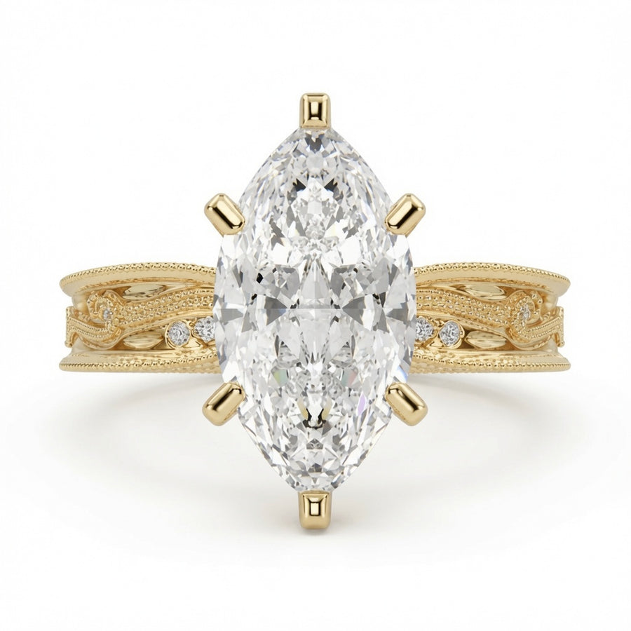 Nadia 2.15 Carat Marquise Cut Pave Milgrain Engagement Ring