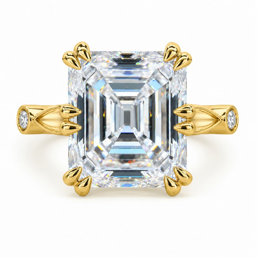 3.50 CT Asscher Cut Lab-Grown Diamond Solitaire Engagement Ring in 14K White Gold – Antique Old Mine Inspired Double Claw Design