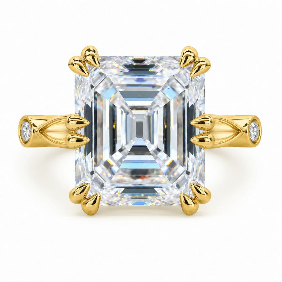3.50 CT Asscher Cut Lab-Grown Diamond Solitaire Engagement Ring in 14K White Gold – Antique Old Mine Inspired Double Claw Design