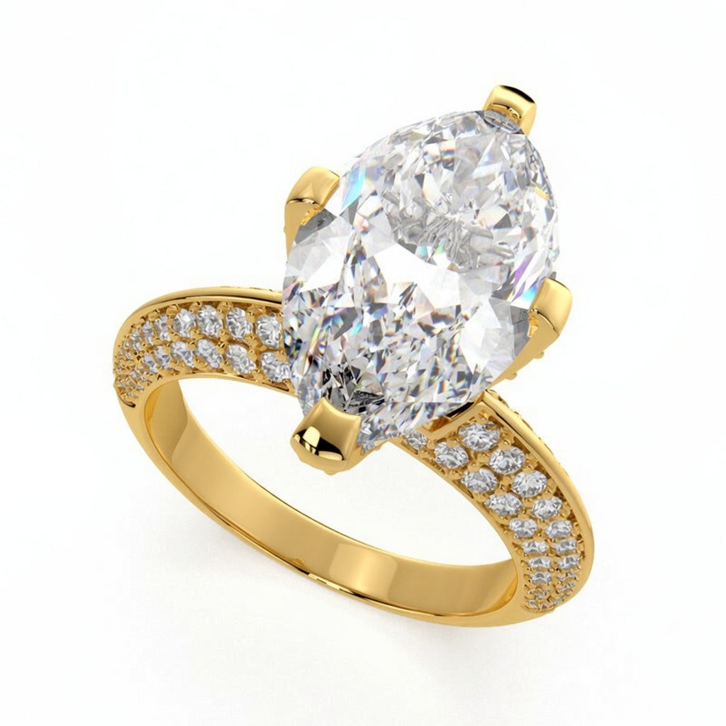 Daria 3.75 Carat Marquise Cut Pave 6 Prong Engagement Ring