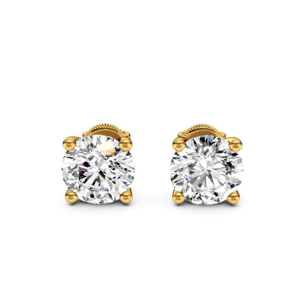 4 ct Round Cut Stud Solitaire Butterfly Diamond Earrings VS1 D White Gold 14k