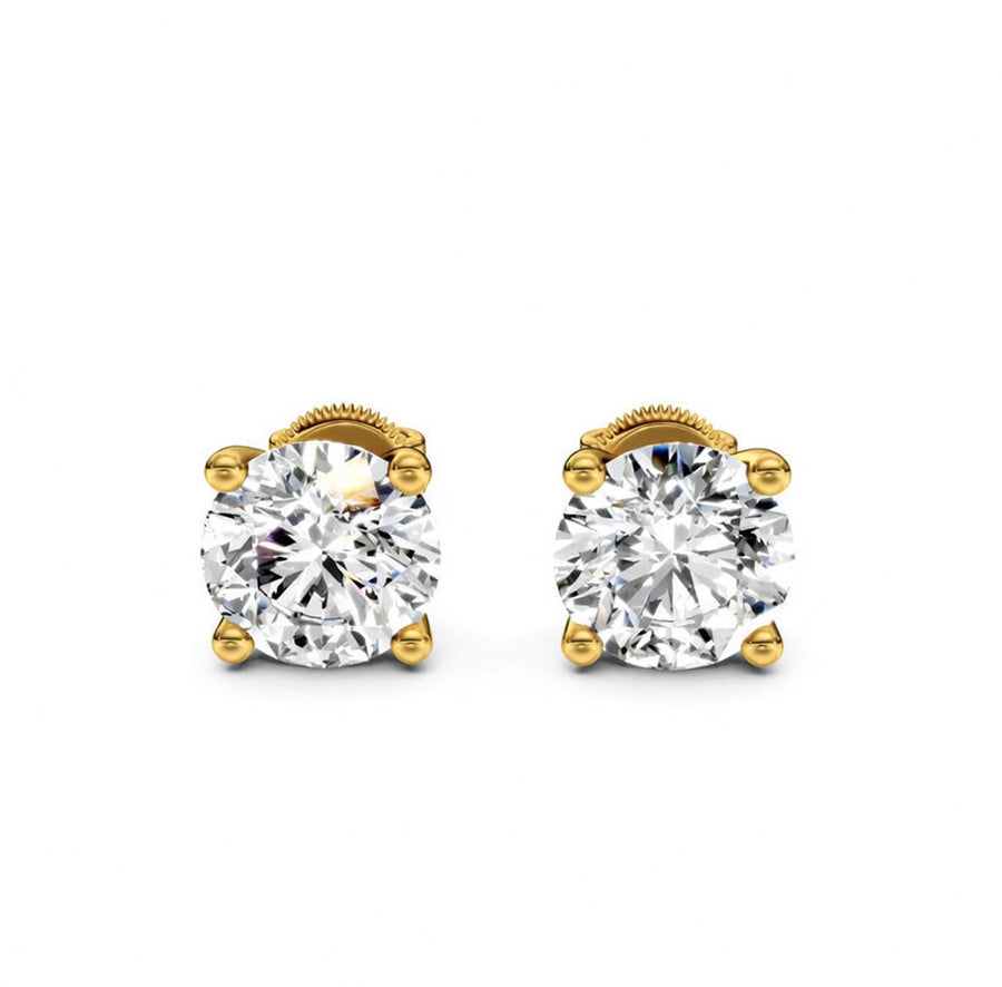 4 ct Round Cut Stud Solitaire Butterfly Diamond Earrings VS1 D White Gold 14k