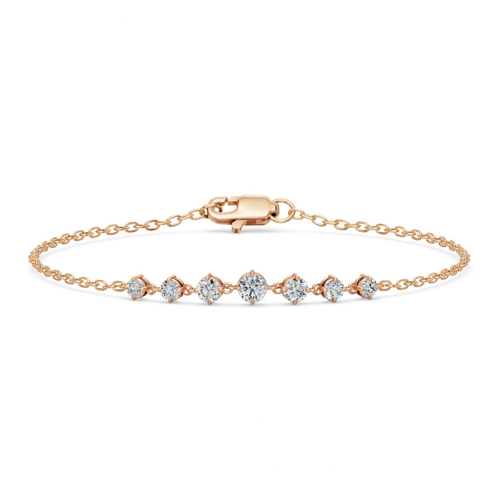 0.91 Carat Round Cut Diamond Chain Bracelet VS1 D F White Gold 14k