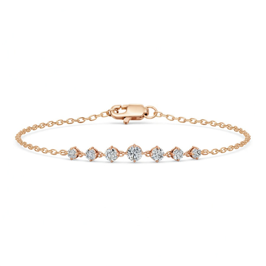 0.91 Carat Round Cut Diamond Chain Bracelet VS1 D F White Gold 14k